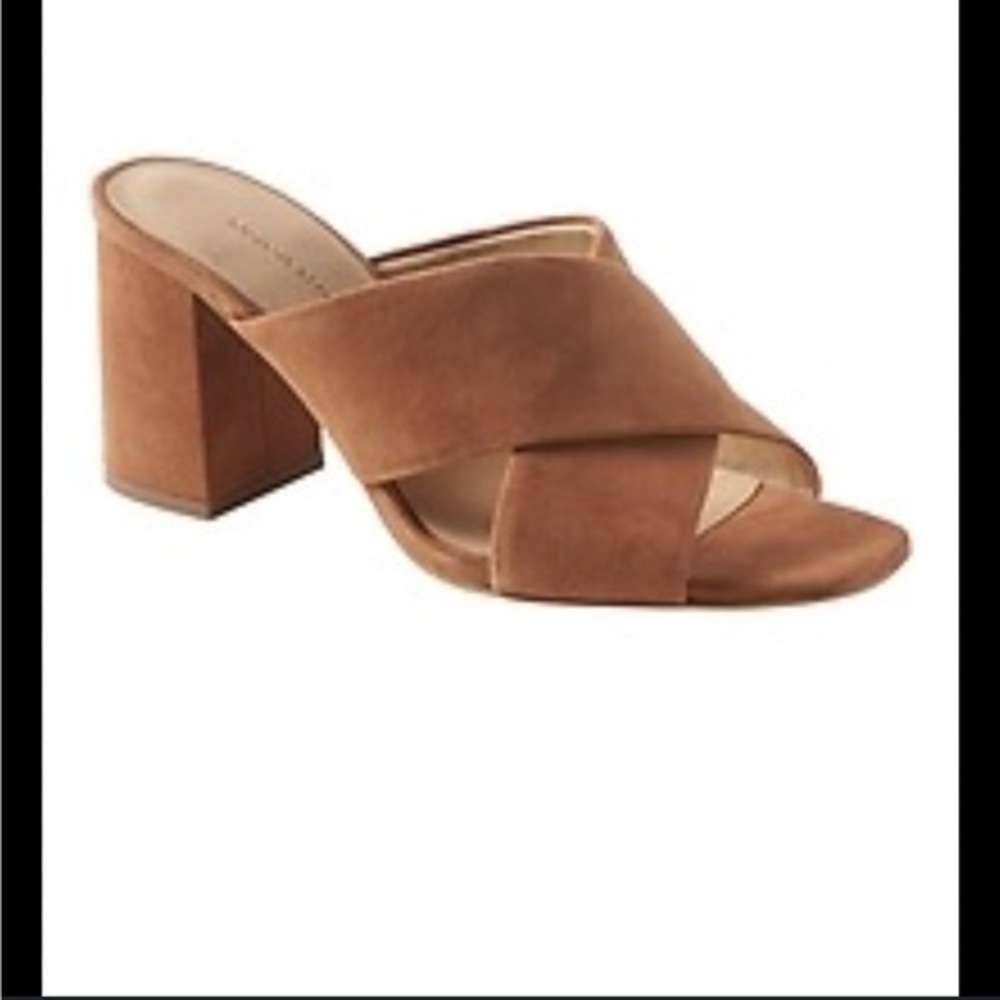 Cole Haan Brown Suede Block Heel Mules